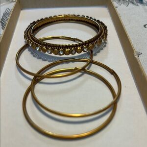 Elegant Art Deco Gold Bangle Set